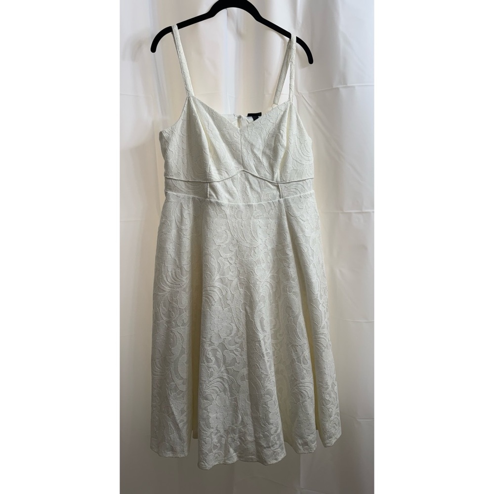 Torrid Midi A-Line White Lace Dress with Tulle and Pockets